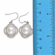 Load image into Gallery viewer, Sterling Silver White Pearl CZ Hook Earrings (124 CZ)