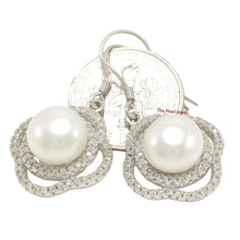 Load image into Gallery viewer, Sterling Silver White Pearl CZ Hook Earrings (124 CZ)