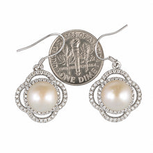 Load image into Gallery viewer, Sterling Silver Pink Pearl CZ Hook Earrings (124 CZ)
