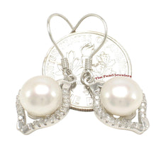 Load image into Gallery viewer, Sterling Silver White Pearl CZ Hook Earrings (40 CZ)