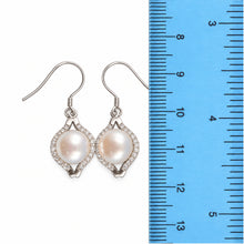 Load image into Gallery viewer, Sterling Silver Pink Pearl CZ Hook Earrings (40 CZ)