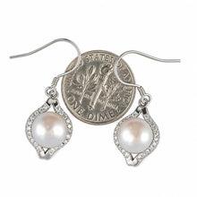 Load image into Gallery viewer, Sterling Silver Pink Pearl CZ Hook Earrings (40 CZ)