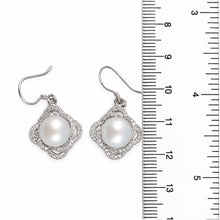 Load image into Gallery viewer, Sterling Silver White Pearl CZ Hook Earrings (42 CZ, Large Size)