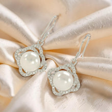 Load image into Gallery viewer, Sterling Silver White Pearl CZ Hook Earrings (42 CZ, Large Size)