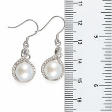 Load image into Gallery viewer, Sterling Silver White Pearl CZ Hook Earrings (50 CZ)