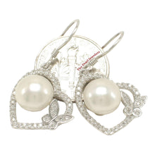 Load image into Gallery viewer, Sterling Silver White Pearl CZ Butterfly Heart Earrings