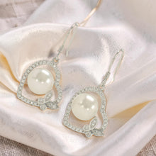 Load image into Gallery viewer, Sterling Silver White Pearl CZ Butterfly Heart Earrings