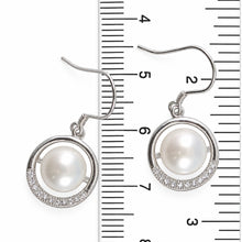 Load image into Gallery viewer, Sterling Silver White Pearl 22 CZ Hook Earrings