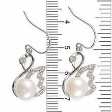 Load image into Gallery viewer, Sterling Silver White Pearl CZ Hook Earrings (38 CZ)