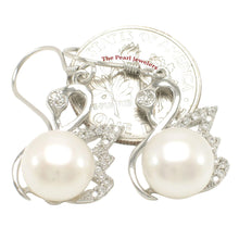 Load image into Gallery viewer, Sterling Silver White Pearl CZ Hook Earrings (38 CZ)