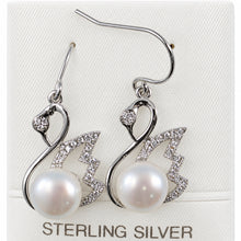 Load image into Gallery viewer, Sterling Silver White Pearl CZ Hook Earrings (38 CZ)
