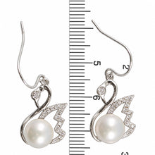 Load image into Gallery viewer, Sterling Silver Pink Pearl CZ Hook Earrings (38 CZ)