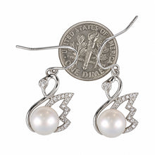 Load image into Gallery viewer, Sterling Silver Pink Pearl CZ Hook Earrings (38 CZ)