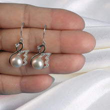 Load image into Gallery viewer, Sterling Silver Pink Pearl CZ Hook Earrings (38 CZ)