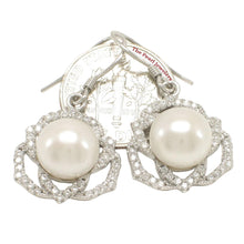 Load image into Gallery viewer, Sterling Silver AAA White Pearl CZ Hook Earrings (72 CZ)