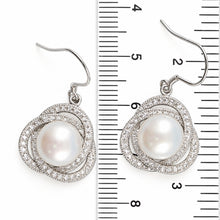 Load image into Gallery viewer, Sterling Silver White Pearl CZ Hook Earrings (102 CZ)