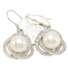 Load image into Gallery viewer, Sterling Silver White Pearl CZ Hook Earrings (102 CZ)