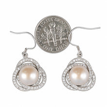 Load image into Gallery viewer, Sterling Silver Pink Pearl CZ Hook Earrings (102 CZ)