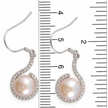 Load image into Gallery viewer, Sterling Silver Pink Pearl 58 CZ Hook Earrings