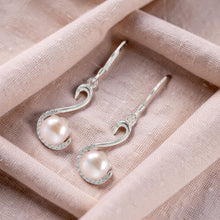 Load image into Gallery viewer, Sterling Silver Pink Pearl Swan Design 34 CZ Earrings
