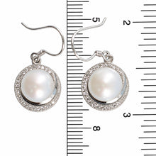 Load image into Gallery viewer, Sterling Silver White Pearl 48 CZ Hook Earrings