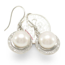 Load image into Gallery viewer, Sterling Silver White Pearl 48 CZ Hook Earrings