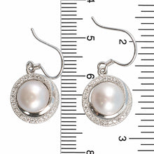 Load image into Gallery viewer, Sterling Silver Pink Pearl 48 CZ Hook Earrings