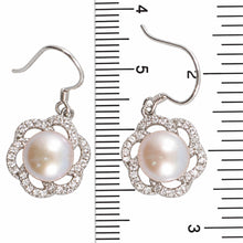 Load image into Gallery viewer, Sterling Silver Pink Pearl 72 CZ Hook Earrings