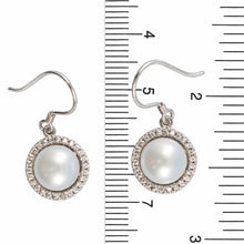 Load image into Gallery viewer, Sterling Silver White Pearl CZ Hook Earrings (52 CZ)