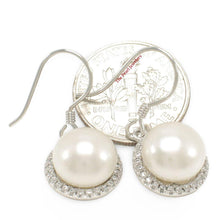 Load image into Gallery viewer, Sterling Silver White Pearl CZ Hook Earrings (52 CZ)