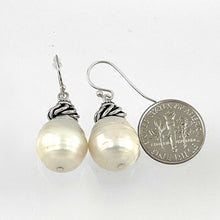 Load image into Gallery viewer, Sterling Silver White Baroque Pearl Hook Earrings (Large Size)
