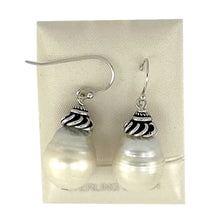 Load image into Gallery viewer, Sterling Silver White Baroque Pearl Hook Earrings (Large Size)
