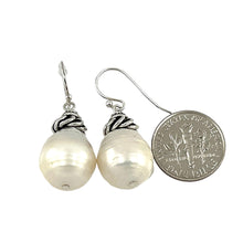 Load image into Gallery viewer, Sterling Silver White Baroque Pearl Hook Earrings (Large Size)