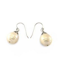 Load image into Gallery viewer, White Baroque Pearl Sterling Silver Hook Earrings (Large Size)
