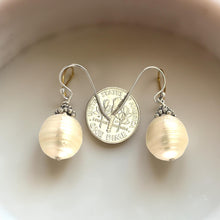 Load image into Gallery viewer, White Baroque Pearl Sterling Silver Hook Earrings (Large Size)