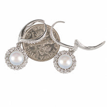 Load image into Gallery viewer, Sterling Silver White Pearl 42 CZ Leverback Earrings