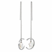 Load image into Gallery viewer, Sterling Silver Threader White Coin Pearl Earrings (Star Shape)