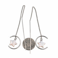 Load image into Gallery viewer, Sterling Silver Threader White Coin Pearl Earrings (Star Shape)