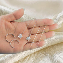 Load image into Gallery viewer, Sterling Silver Threader White Coin Pearl Earrings (Star Shape)