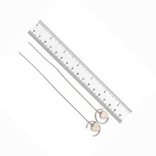 Load image into Gallery viewer, Sterling Silver Threader Peach Coin Pearl Earrings (Heart Shape)