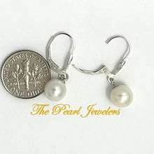 Load image into Gallery viewer, 9100910- SILVER 925 FLEUR DE LIS LEVERBACK WHITE CULTURED PEARL EARRINGS