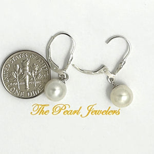 9100910- SILVER 925 FLEUR DE LIS LEVERBACK WHITE CULTURED PEARL EARRINGS