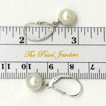 Load image into Gallery viewer, 9100910- SILVER 925 FLEUR DE LIS LEVERBACK WHITE CULTURED PEARL EARRINGS