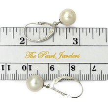 Load image into Gallery viewer, Sterling Silver Fleur De Lis Leverback White Pearl Earrings