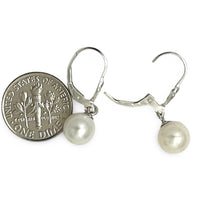 Load image into Gallery viewer, Sterling Silver Fleur De Lis Leverback White Pearl Earrings