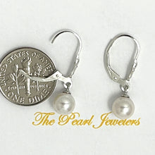 Load image into Gallery viewer, 9100920- SILVER 925 FLEUR DE LIS LEVERBACK WHITE F/W PEARL EARRINGS