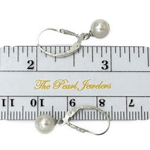 Load image into Gallery viewer, Sterling Silver Fleur De Lis Leverback White Pearl Earrings (6 mm)