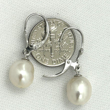 Load image into Gallery viewer, 9100930 SILVER 925 FLEUR DE LIS LEVERBACK WHITE BAROQUE PEARL DANGLE EARRINGS