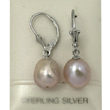 Load image into Gallery viewer, 9100932 SILVER 925 FLEUR DE LIS LEVERBACK PINK BAROQUE PEARL EARRINGS