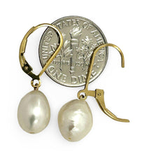 Load image into Gallery viewer, 14k Gold Filled White Baroque Pearl Leverback Earrings